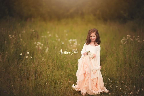Mackenzie Gown • Girls Full Circle Dress • Gown Chiffon Skirt • Gown with Delicate Pickups • by Sew Trendy
