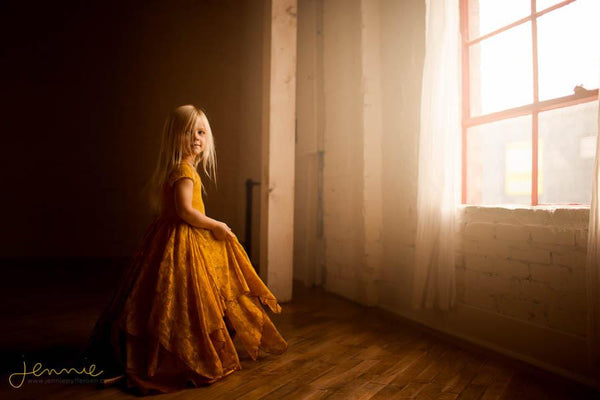 Maggie Gown • Girls Tiered Lace Gown • by Sew Trendy
