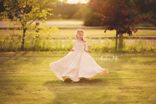 Essie Girls Gown • Full Circle Knit Gown • Long Sleeved Lace Gown • Off the Shoulder Top Lace Gown • by Sew Trendy