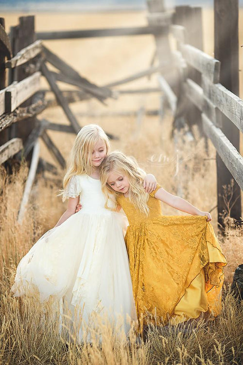 Maggie Gown • Girls Tiered Lace Gown • by Sew Trendy