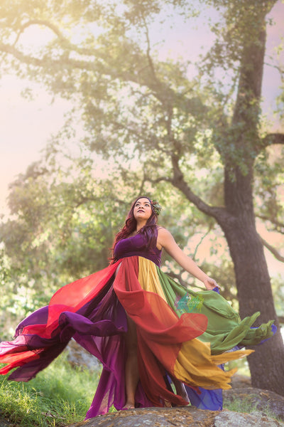 Miracle Gown {jewel tones} •  Rainbow Baby Line • Rainbow Maternity Gown • Multi-layer Chiffon Dress • Maternity Dress • Chiffon Maternity Gown • Rainbow Pregnancy Gown • by Sew Trendy