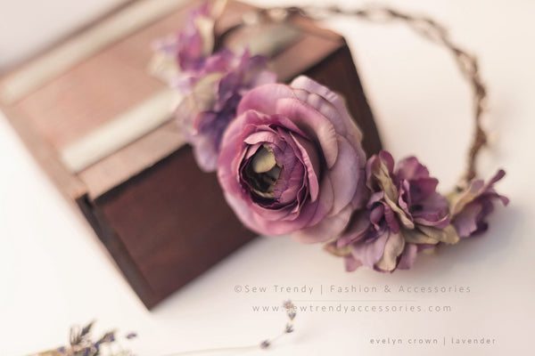 Evelyn Floral Crown • Natural Flower Crown • Grapevine Floral Headband • Wedding Headpiece • Maternity Crown • Flower Girl  | Ready To Ship • by Sew Trendy