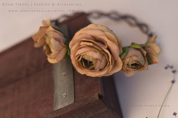 Evelyn Floral Crown • Natural Flower Crown • Grapevine Floral Headband • Wedding Headpiece • Maternity Crown • Flower Girl  | Ready To Ship • by Sew Trendy