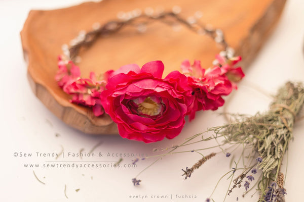 Evelyn Floral Crown • Natural Flower Crown • Grapevine Floral Headband • Wedding Headpiece • Maternity Crown • Flower Girl  | Ready To Ship • by Sew Trendy