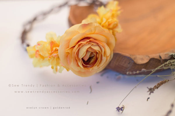 Evelyn Floral Crown • Natural Flower Crown • Grapevine Floral Headband • Wedding Headpiece • Maternity Crown • Flower Girl  | Ready To Ship • by Sew Trendy
