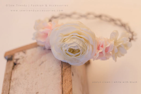 Evelyn Floral Crown • Natural Flower Crown • Grapevine Floral Headband • Wedding Headpiece • Maternity Crown • Flower Girl  | Ready To Ship • by Sew Trendy