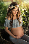 Casey Flounce Crop • Maternity Bandeau • Off the shoulder crop top • Pregnancy Top • Maternity Bralette • Pregnancy Separates • Pregnancy Bandeau • by Sew Trendy