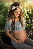 Casey Flounce Crop • Maternity Bandeau • Off the shoulder crop top • Pregnancy Top • Maternity Bralette • Pregnancy Separates • Pregnancy Bandeau • by Sew Trendy