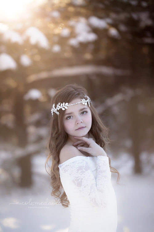 Aria White Crown Tie Back • Metal Floral Crown • Vintage Tie Back • Photo Prop | Ready To Ship