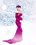 Emerlie Gown • Fitted Maternity Gown • Long Sleeve Maternity Gown • Slim Fit Maternity Gown • Maxi Dress  • by Sew Trendy