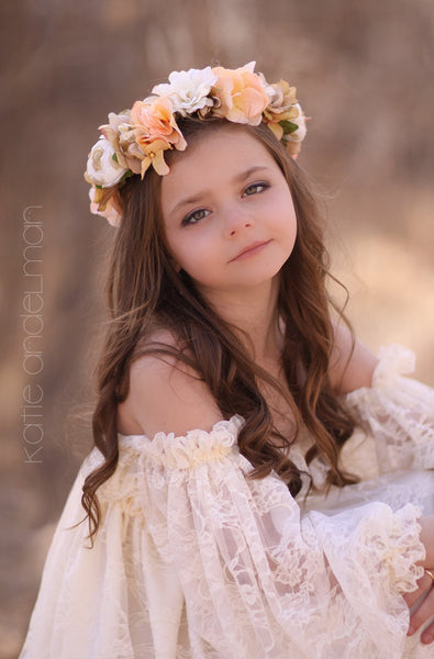 Marianne Floral Crown • Neutral Floral Crown • Grapevine Floral Halo •Maternity Crown • Fall Floral Crown • Autumn Halo | Ready To Ship • by Sew Trendy