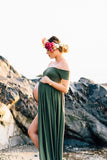 Kelly Gown • Off the Shoulder Maternity Gown • Cap Sleeve Pregnancy Dress • Heavy Knit Gown • Maxi Style Maternity Gown • by Sew Trendy