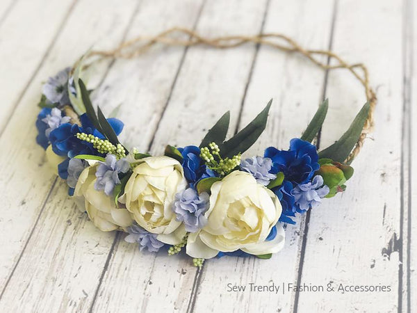 Lavender Blue Floral Crown • Organic Crown • Bohemian Crown • Lavender Crown • Flower Girl Crown • Wedding Crown • Photo Shoot Crown | Ready to Ship • by Sew Trendy