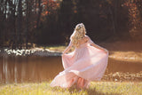 Faythe Gown • Sweetheart Sheer Gown • Chiffon Off the Shoulder Dress • Short Sleeve Maternity Gown • by Sew Trendy