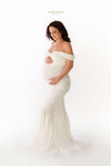 Samantha Gown • Sweetheart Lace and Chiffon Pregnancy Dress • Fitted Chiffon Mermaid Style Maternity Gown • by Sew Trendy