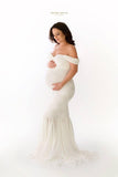 Samantha Gown • Sweetheart Lace and Chiffon Pregnancy Dress • Fitted Chiffon Mermaid Style Maternity Gown • by Sew Trendy