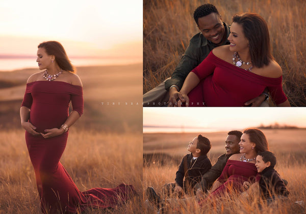 Elaine Gown • Fitted Maternity Gown • Banded Top Maternity Dress •  Maternity Dress for Photo Shoot • Photos • by Sew Trendy