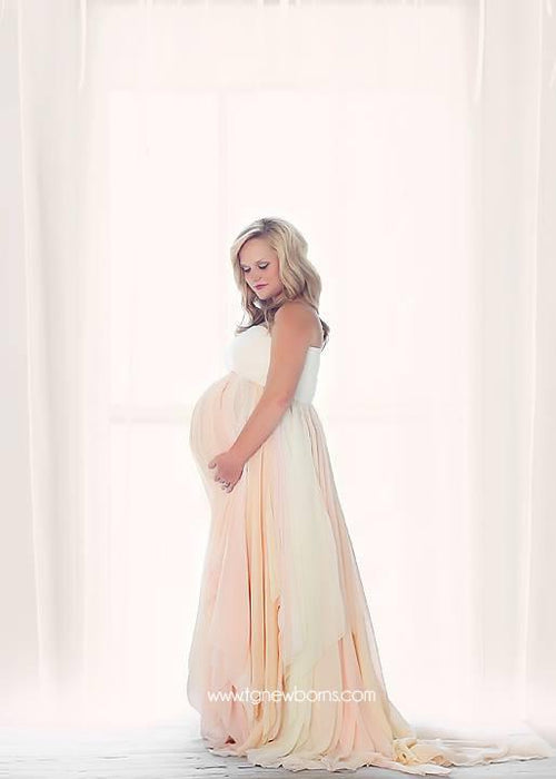 Florence Gown • Tiered Infinity Gown • Soft Chiffon Ombre Gown • Infinity Gown • Infinity Maternity Dress • by Sew Trendy
