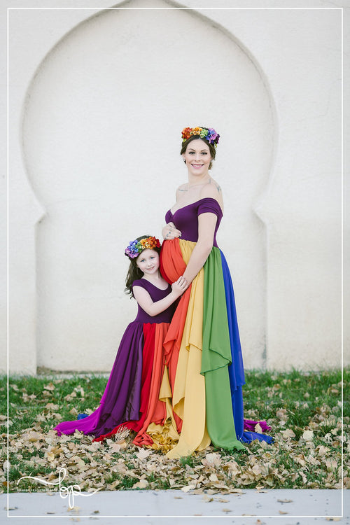Evangeline Gown {jewel tones} •  Rainbow Baby Line • Rainbow Girls Gown • Multi-layer Chiffon Dress • Girls Hope Dress • Chiffon Gown • by Sew Trendy