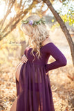 Roxy Gown • Long Sleeve Maternity Gown • Split Front Gown • Chiffon Maternity Gown • Maternity Dress • Maxi Dress • by Sew Trendy