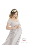 Kiara Gown • Short Sleeve Maternity Gown • Off The Shoulder Gown • Knit Maternity Gown • Maxi Dress • Pregnancy Dress • by Sew Trendy