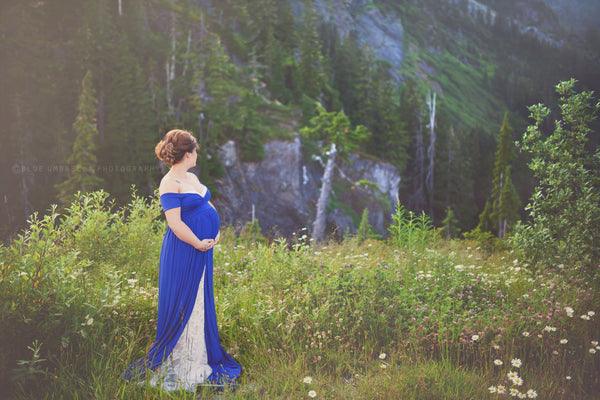 Kiara Gown • Short Sleeve Maternity Gown • Off The Shoulder Gown • Knit Maternity Gown • Maxi Dress • Pregnancy Dress • by Sew Trendy