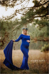 Krysten Gown • Boat Neck Slim Fit Maternity Gown • Long Sleeved Slim Dress • Droop Back Gown • by Sew Trendy