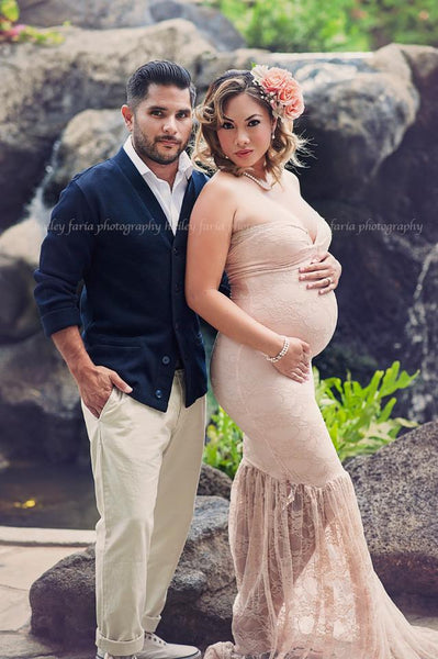 Marilyn Gown • Hand Made Maternity Gown • Lace Mermaid Style Sweetheart Maternity Gown • by Sew Trendy