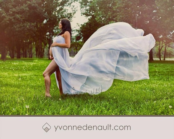 Marissa Gown • Long Flowing Sheer Chiffon Straight Top Maternity Gown • by Sew Trendy