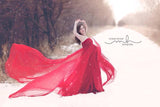 Marissa Gown • Long Flowing Sheer Chiffon Straight Top Maternity Gown • by Sew Trendy
