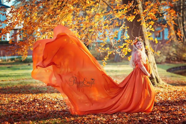Marissa Gown • Long Flowing Sheer Chiffon Straight Top Maternity Gown • by Sew Trendy