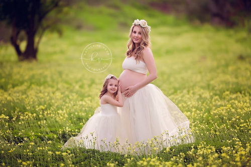 Mommy & Me Gown Set • Michelle & Madison • Michelle Maternity Tutu Set • Madison Girls Tutu • Tutu Maternity Skirt and Lace Bralette Set • Bridal Tulle Satin Lining Tutu • Princess Tutu • Photo Prop Tutu • by Sew Trendy