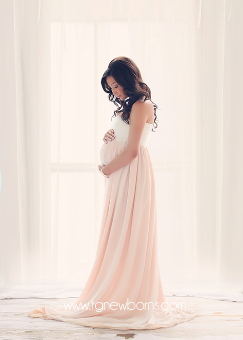 Miley Ombre Gown •  Maternity Gown • Multi-layer Tiered Chiffon Dress • Split Front Maternity Dress • Chiffon Maternity Gown • by Sew Trendy