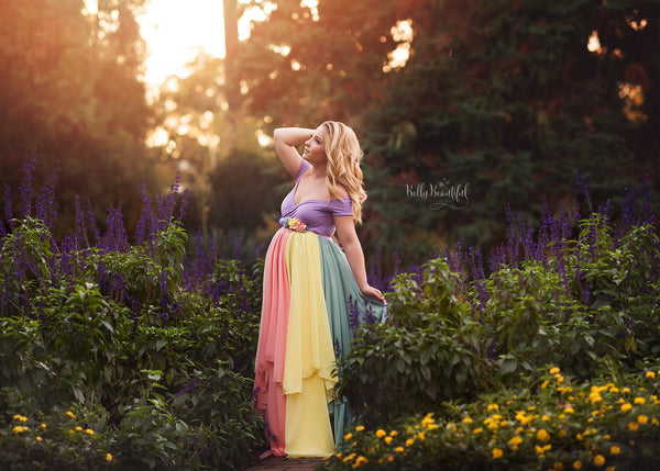 HOPE Gown {pastel tones}  Rainbow Baby Line • Rainbow Maternity Gown • Multi-layer Chiffon Dress • Maternity Dress • Chiffon Maternity Gown • Rainbow Pregnancy Gown • by Sew Trendy