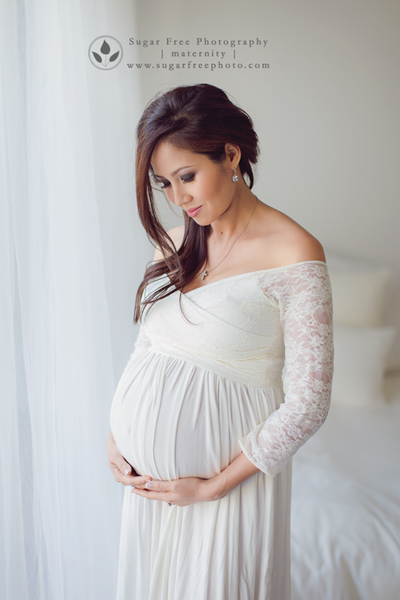 Emma Gown • Long Sleeve Maternity Gown • Maternity Dress • Sweetheart Style Gown • Lace maternity gown • Maxi Dress • by Sew Trendy