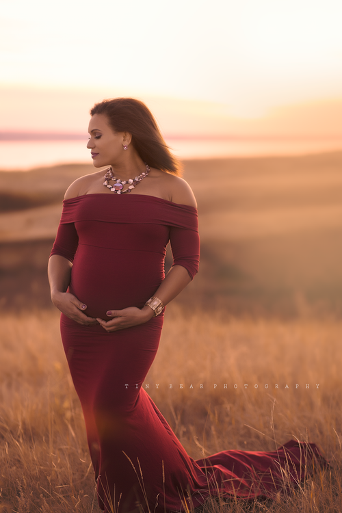 Elaine Gown • Fitted Maternity Gown • Banded Top Maternity Dress •  Maternity Dress for Photo Shoot • Photos • by Sew Trendy