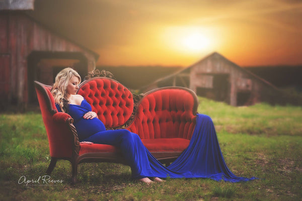 Emerlie Gown • Fitted Maternity Gown • Long Sleeve Maternity Gown • Slim Fit Maternity Gown • Maxi Dress  • by Sew Trendy