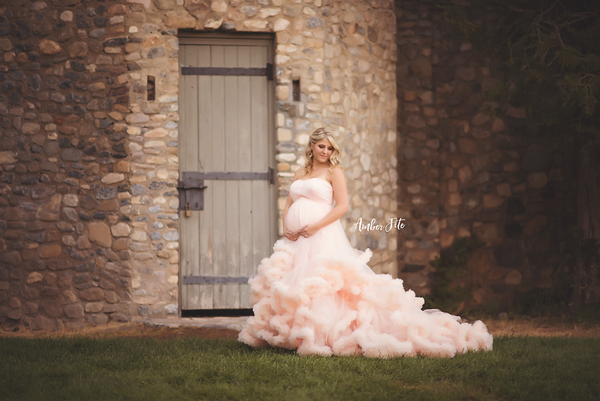Harlow Gown • Couture Ruffle Gown • Couture Maternity Gown • Belle Gown • Couture • by Sew Trendy
