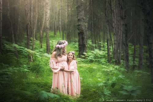 Mommy & Me Gown Set • Lillian & Cadence Set • Vintage Style Sheer Chiffon Maternity Gown • Vintage Girls Gown • by Sew Trendy
