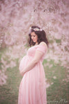 Faythe Gown • Sweetheart Sheer Gown • Chiffon Off the Shoulder Dress • Short Sleeve Maternity Gown • by Sew Trendy