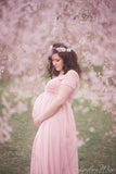 Faythe Gown • Sweetheart Sheer Gown • Chiffon Off the Shoulder Dress • Short Sleeve Maternity Gown • by Sew Trendy