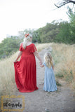 Mommy & Me Gown Set • Faline & Frankie Set • Flutter Sleeve Knit Maternity Gown • Girls Flutter Sleeve Ruffled Gown • by Sew Trendy