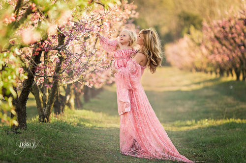 Mommy & Me Gown Set • Valerie & Katie Set •  Lace Maternity Gown • Vintage Lace Dress • Maternity Lingerie Robe • Vintage Bohemian Dress • by Sew Trendy