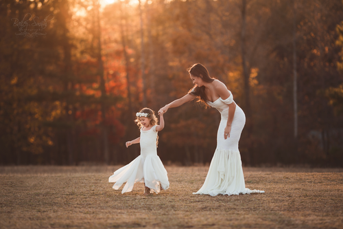 Mommy & Me Gown Set • Samantha and Sammie Set • Lace and Chiffon Maternity Gown • Mermaid Style Girls Gown • by Sew Trendy