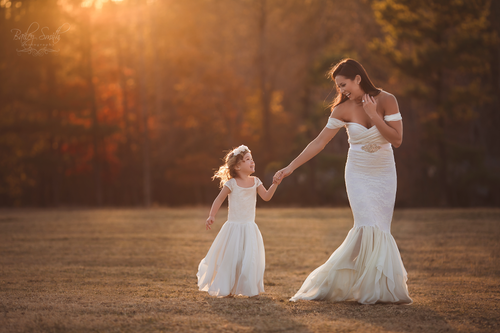 Mommy & Me Gown Set • Samantha and Sammie Set • Lace and Chiffon Maternity Gown • Mermaid Style Girls Gown • by Sew Trendy
