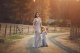 Mommy & Me Gown Set • Bella and Paisley Set • Lace Mermaid Maternity Gown • Off the Shoulder Gown • by Sew Trendy