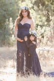 Mommy & Me Gown Set • Marilyn and Paisley Set • Lace Maternity Gown • Off The Shoulder Girls Gown • by Sew Trendy