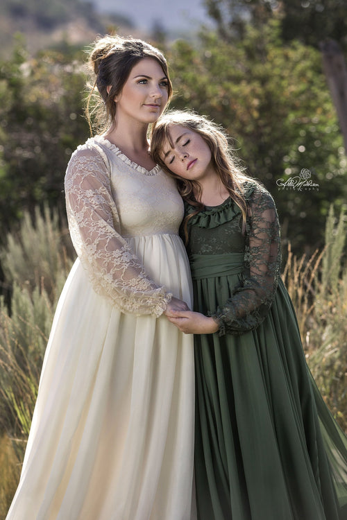Mommy & Me Gown Set • Marina & Maria Set • Country style mommy and daughter gown • Vintage Lace Dress • Vintage Bohemian Dress • by Sew Trendy