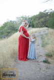 Mommy & Me Gown Set • Faline & Frankie Set • Flutter Sleeve Knit Maternity Gown • Girls Flutter Sleeve Ruffled Gown • by Sew Trendy
