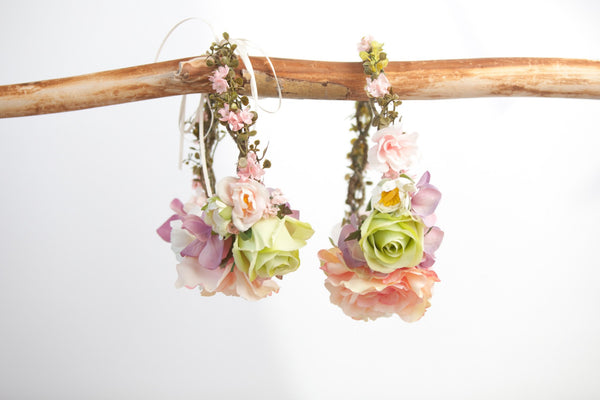 Primrose Crown • Floral Grapevine Crown • Bohemian Floral Crown • Rose Crown • Moss Crown • Large Flower Crown | Ready To Ship • by Sew Trendy